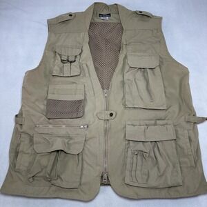 FOX Outdoor Vest Mens XL Beige Multi Pocket Hunting Fishing Safari Hiking Mesh